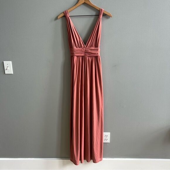 Lulu’s Mesmerized by Love Rusty Rose Mesh Lace-Up Maxi Dress NWT XS - Picture 6 of 16